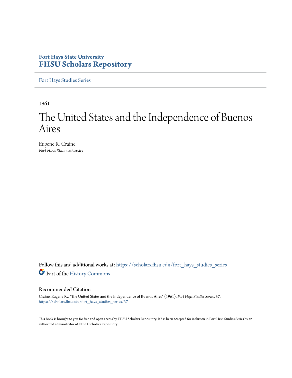 The United States and the Independence of Buenos Aires