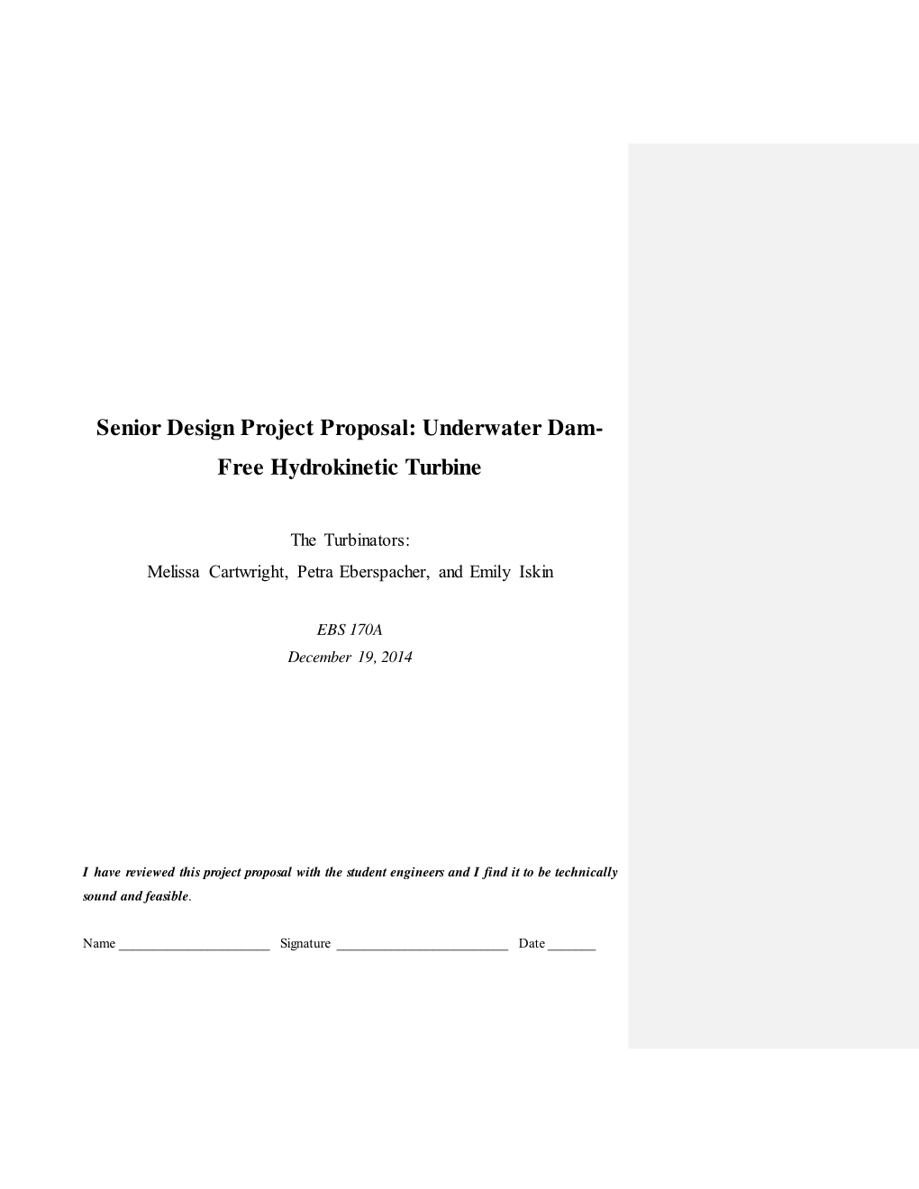 Underwater Dam- Free Hydrokinetic Turbine