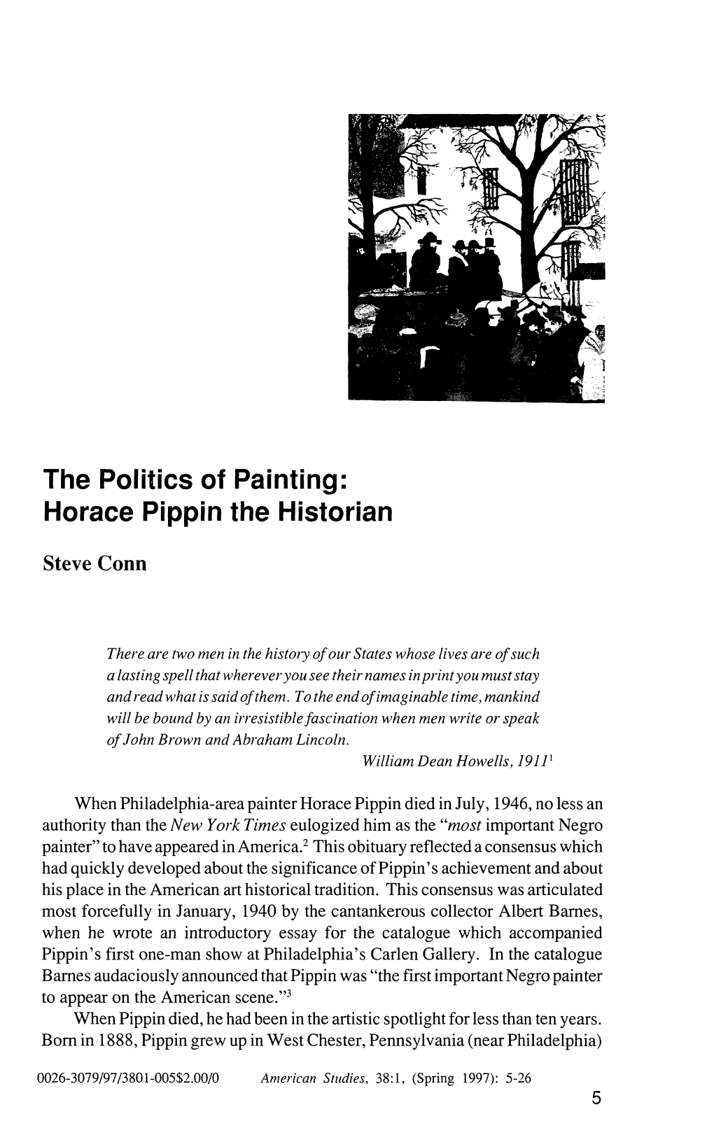 The Politics of Painting: Horace Pippin the Historian Steve Conn