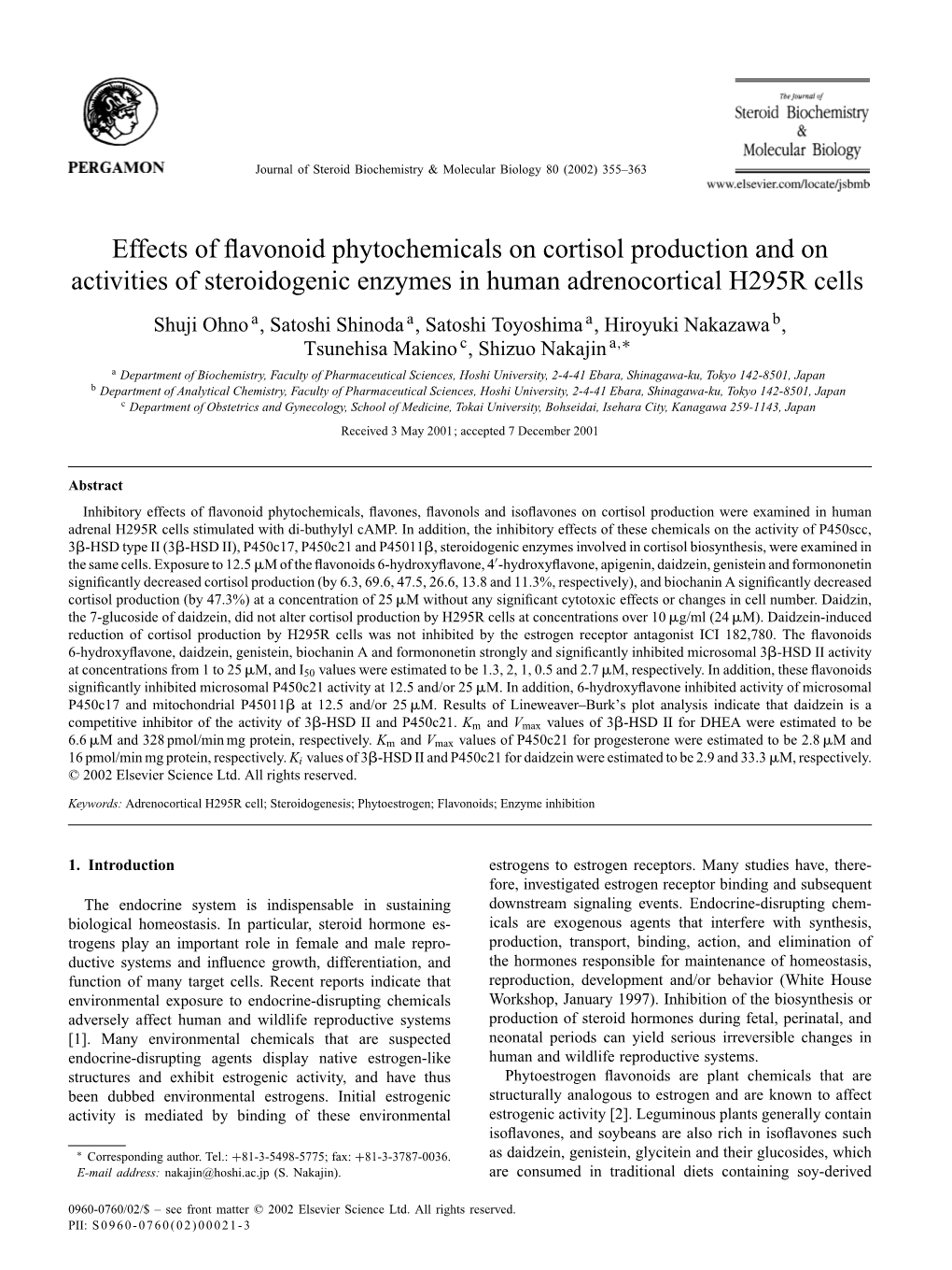 Effects of Flavonoid Phytochemicals on Cortisol Production and on Activities