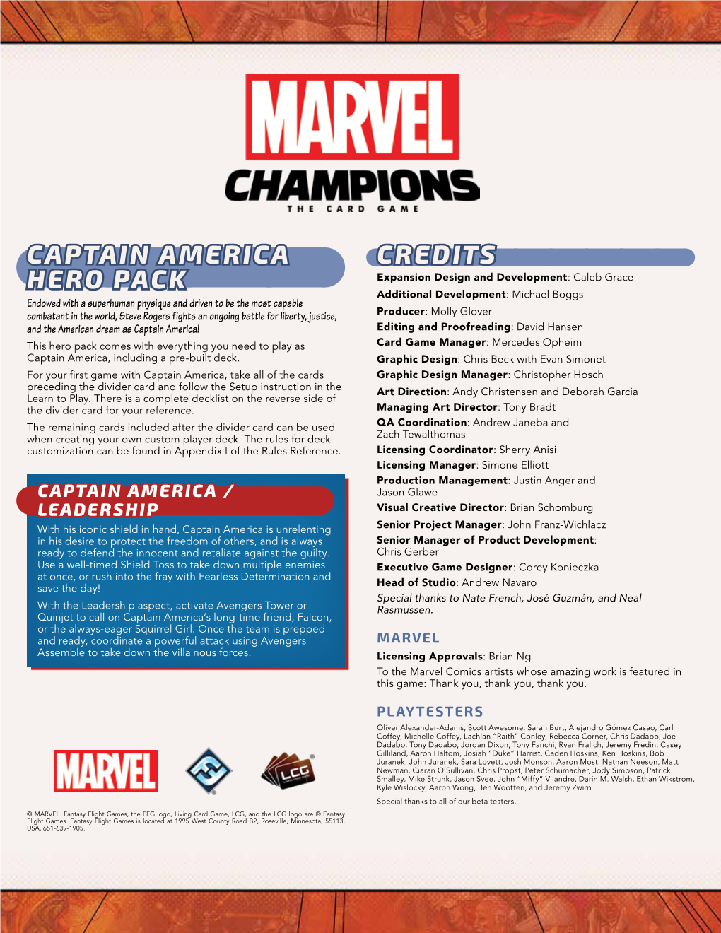 Captain America Hero Pack Credits