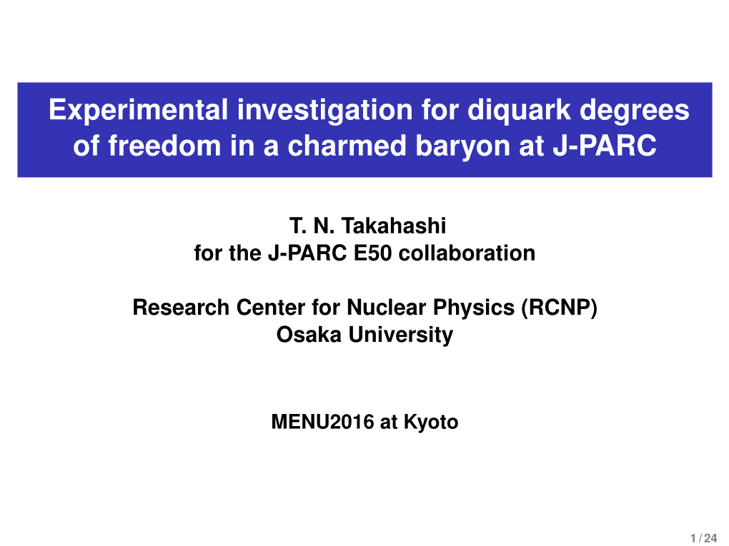 Experimental Investigation for Diquark Degrees of Freedom in a Charmed Baryon at J-PARC