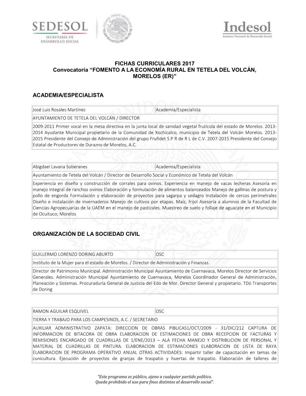 Fomento a La Economía Rural En Tetela Del Volcán, Morelos (Er)”