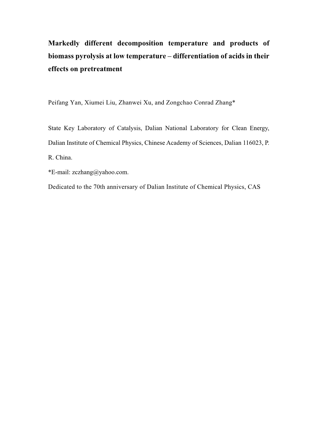 Differentiation of Acids in Their Effects on Pretreatment