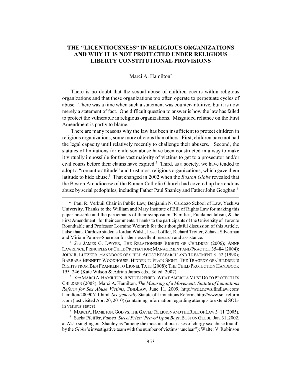 The “Licentiousness” in Religious Organizations and Why It Is Not Protected Under Religious Liberty Constitutional Provisions