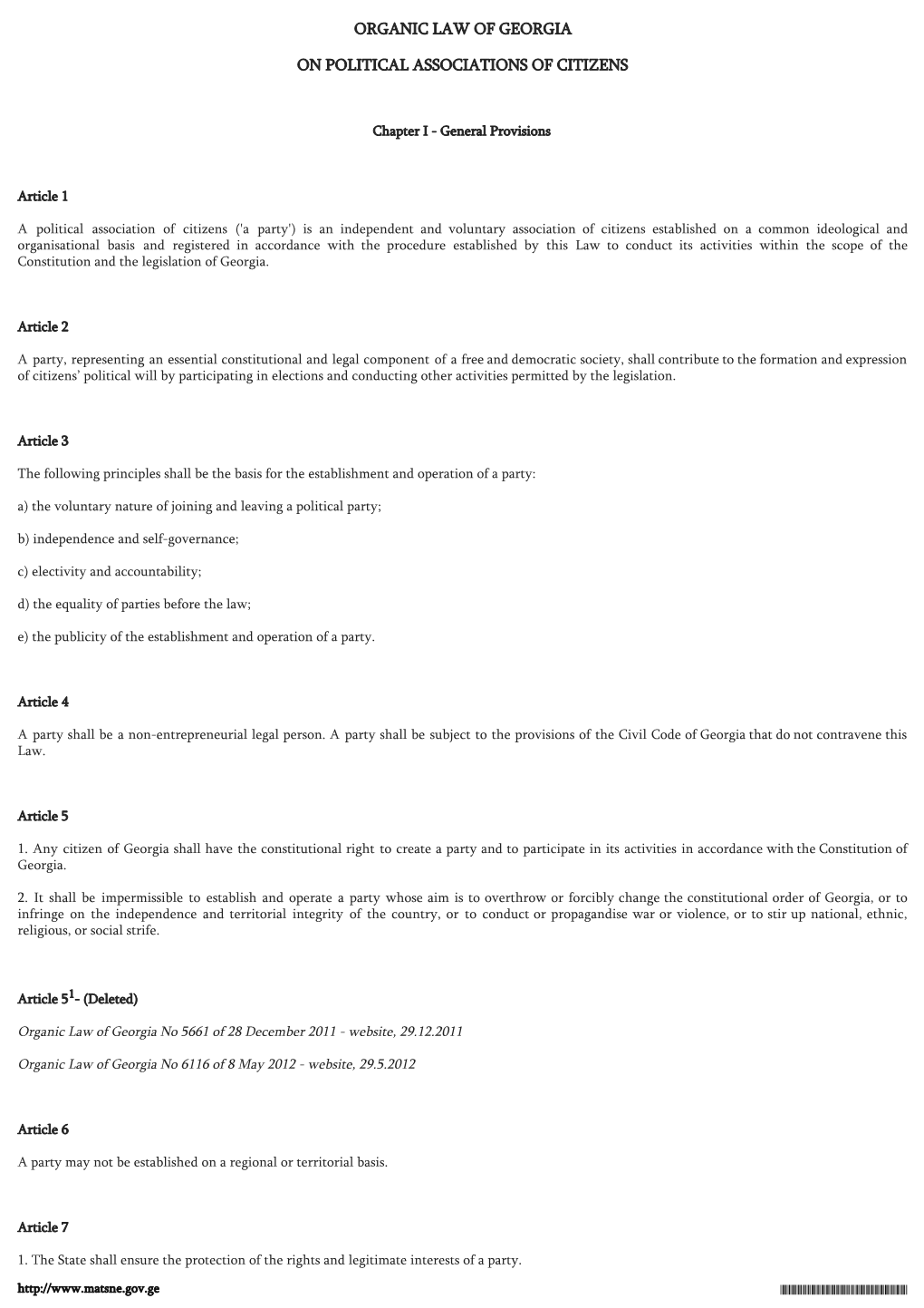 Organic Law of on Political Associations of Citizens