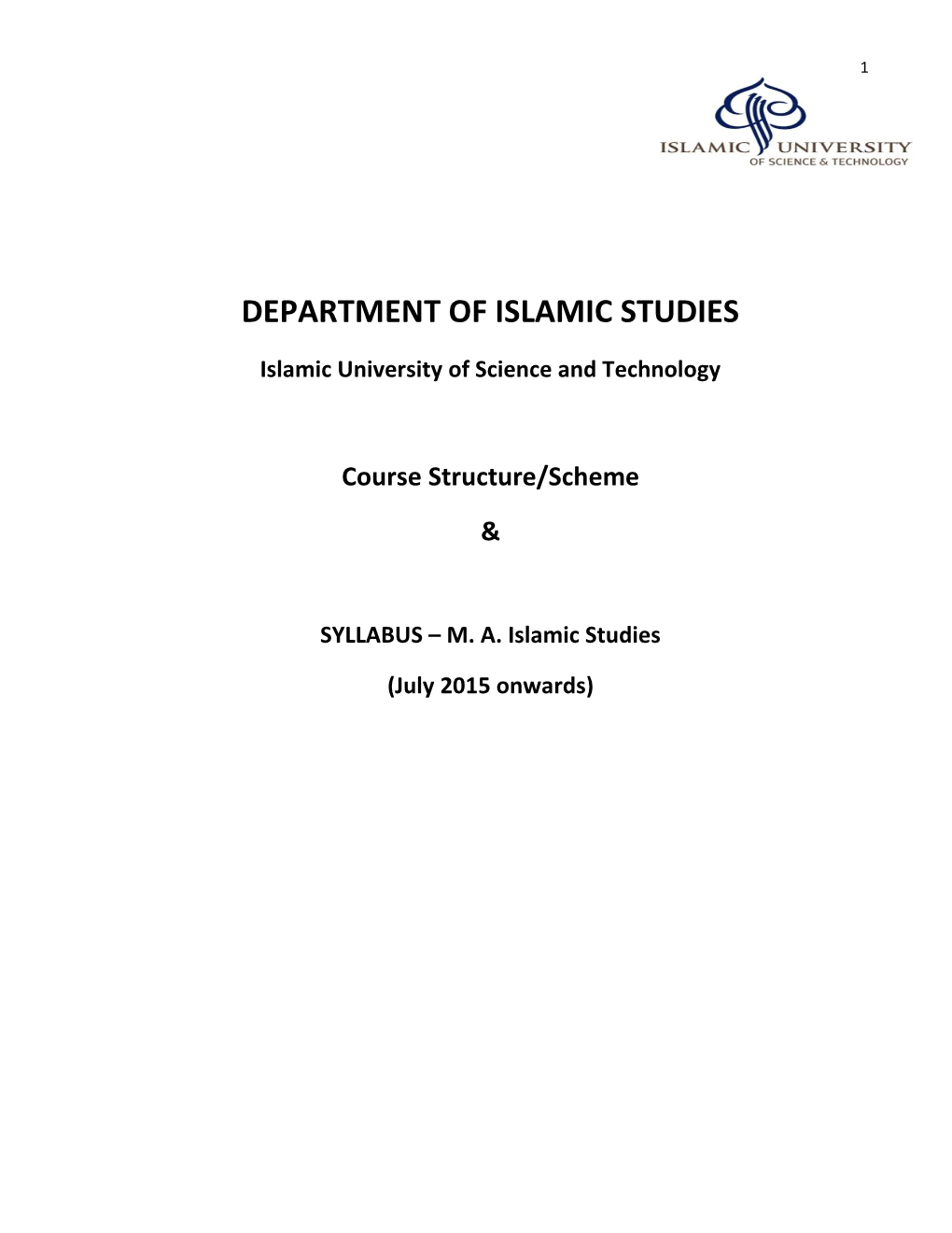 Department of Islamic Studies