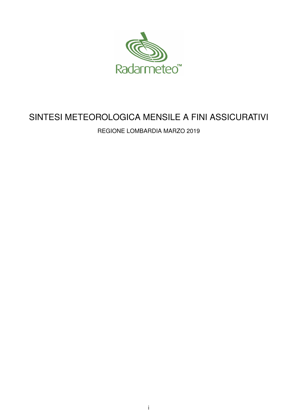 Sintesi Meteorologica Mensile a Fini Assicurativi