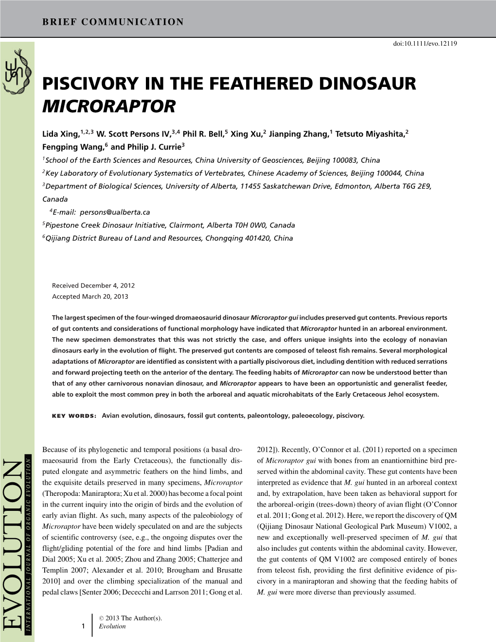 Piscivory in the Feathered Dinosaur Microraptor