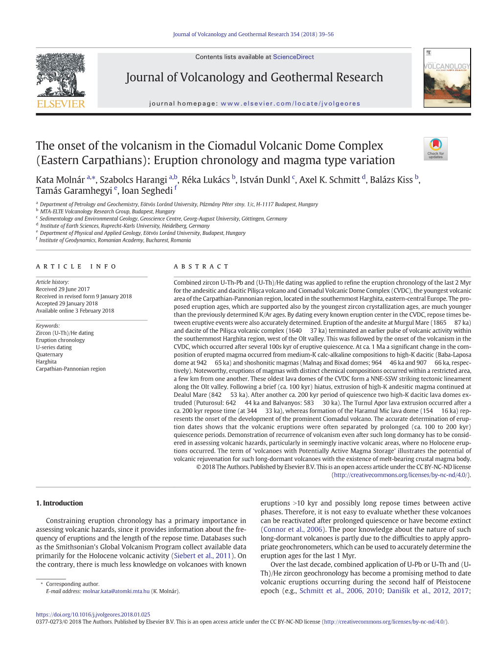 The Onset of the Volcanism in the Ciomadul Volcanic Dome Complex (Eastern Carpathians): Eruption Chronology and Magma Type Variation