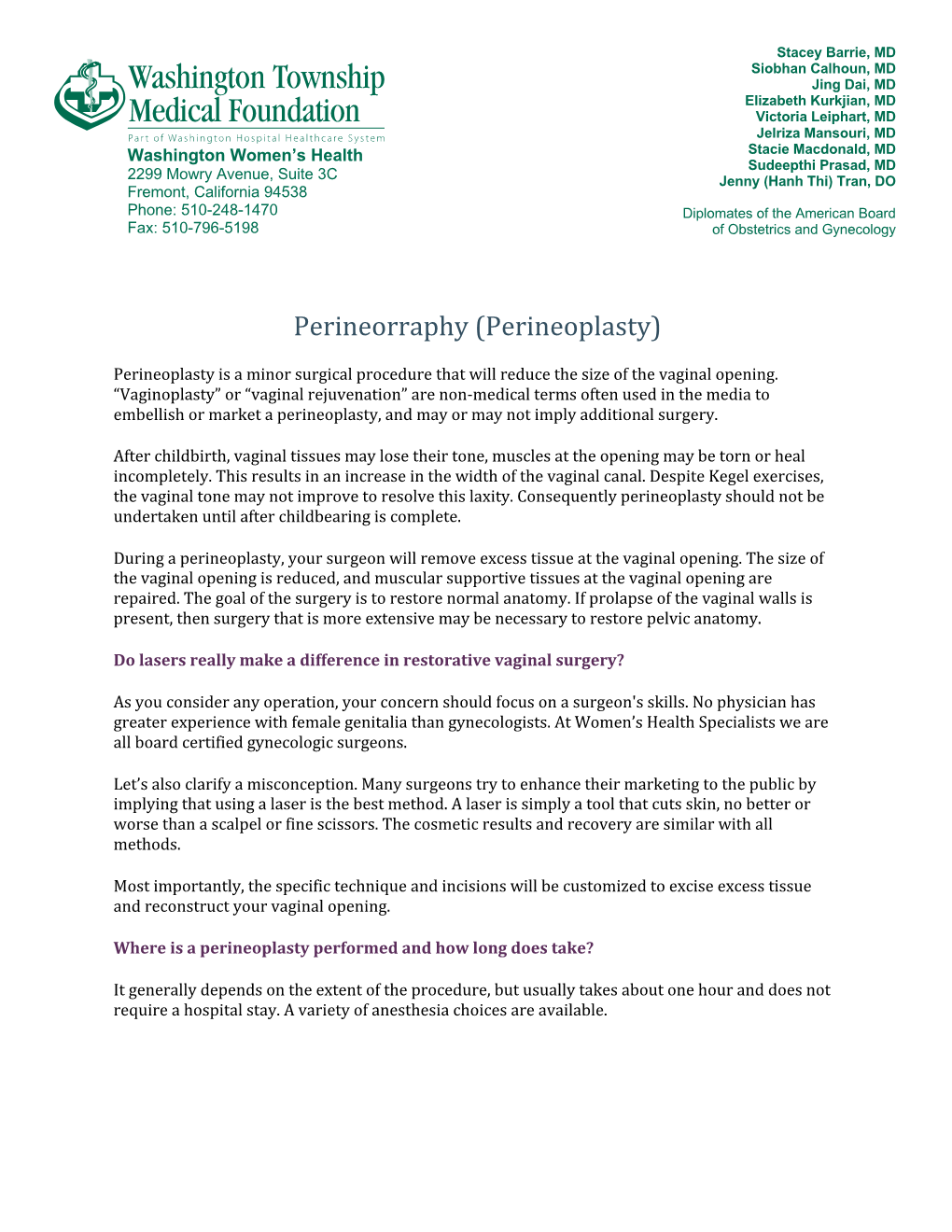 Perineorraphy (Perineoplasty)