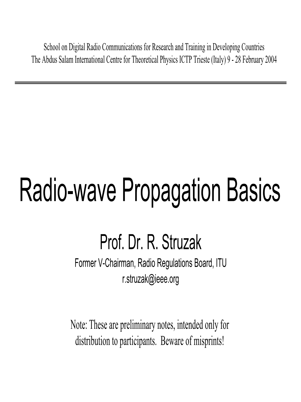 Radio-Wave Propagation Basics