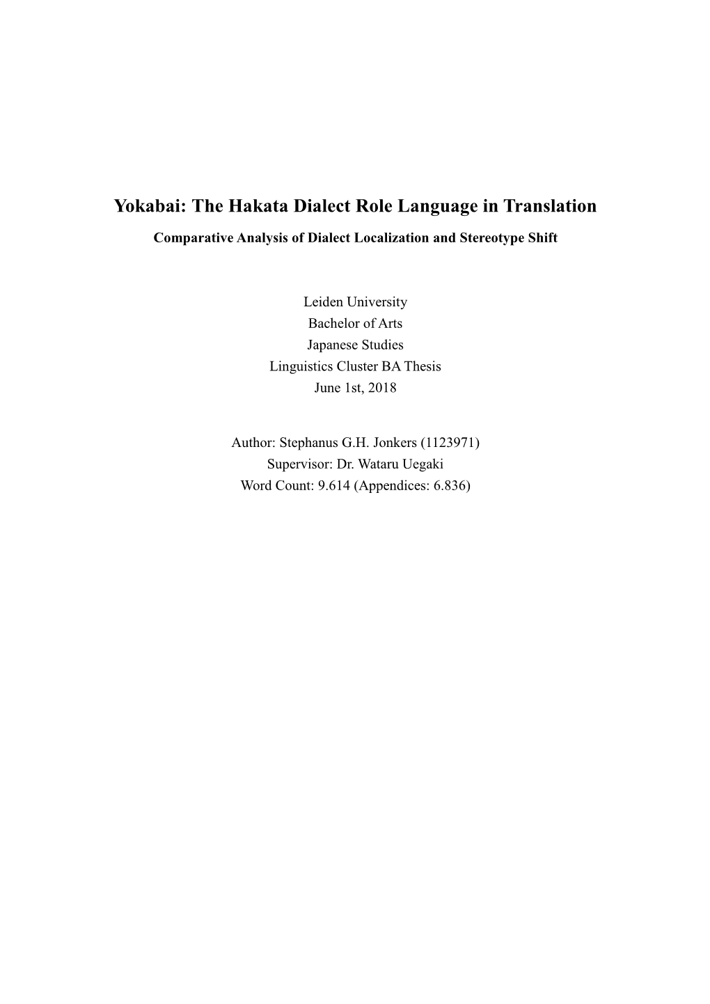 Yokabai: the Hakata Dialect Role Language in Translation