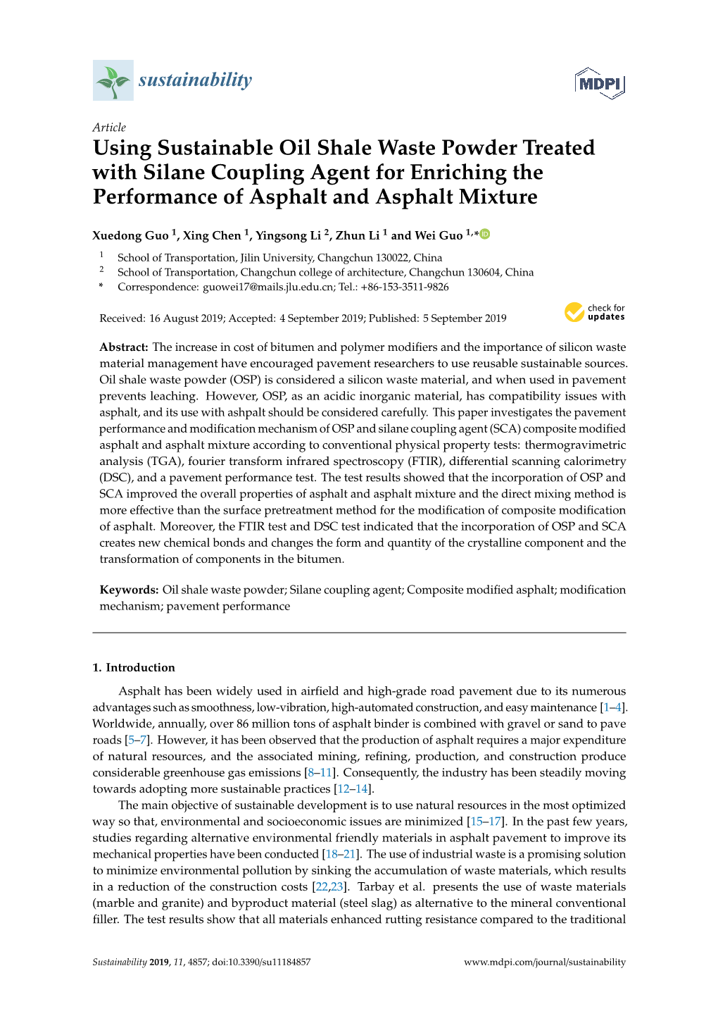 Using Sustainable Oil Shale Waste Powder Treated with Silane Coupling Agent for Enriching the Performance of Asphalt and Asphalt Mixture