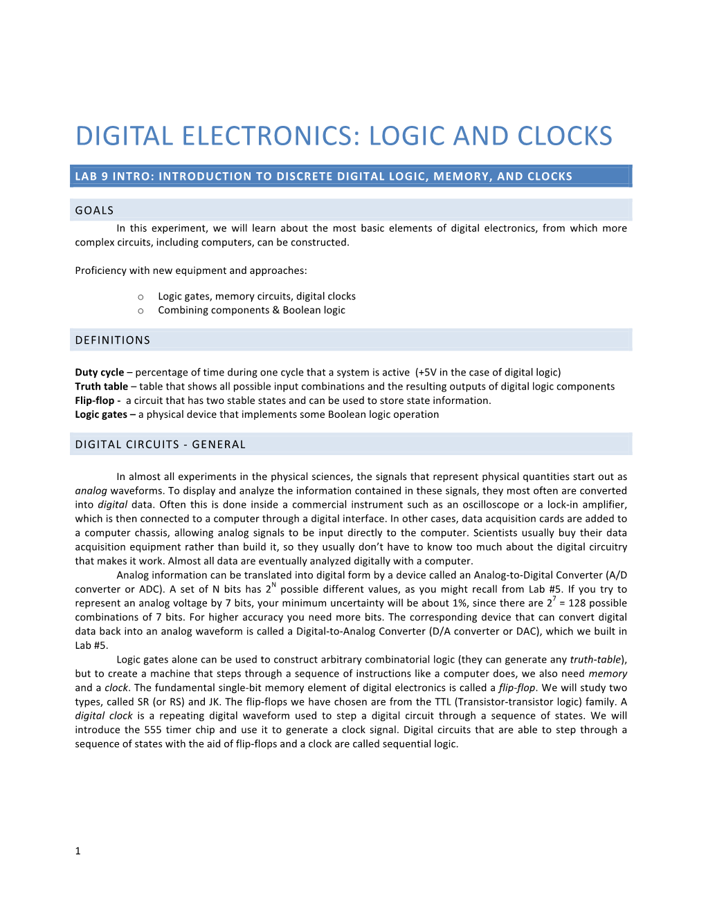 Digital Electronics: Logic and Clocks