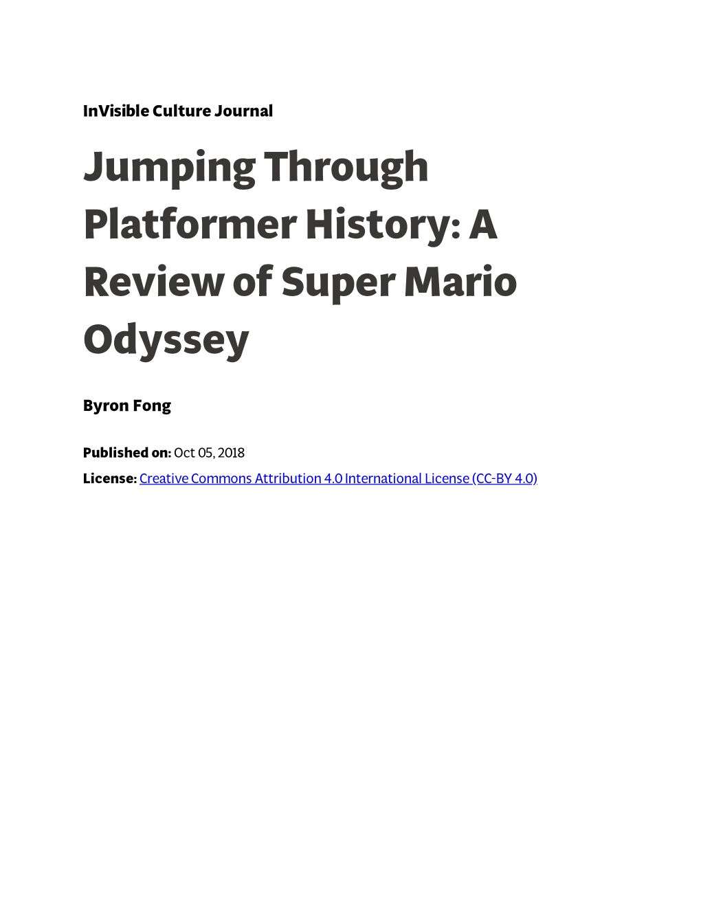 Jumping Through Platformer History: a Review of Super Mario Odyssey
