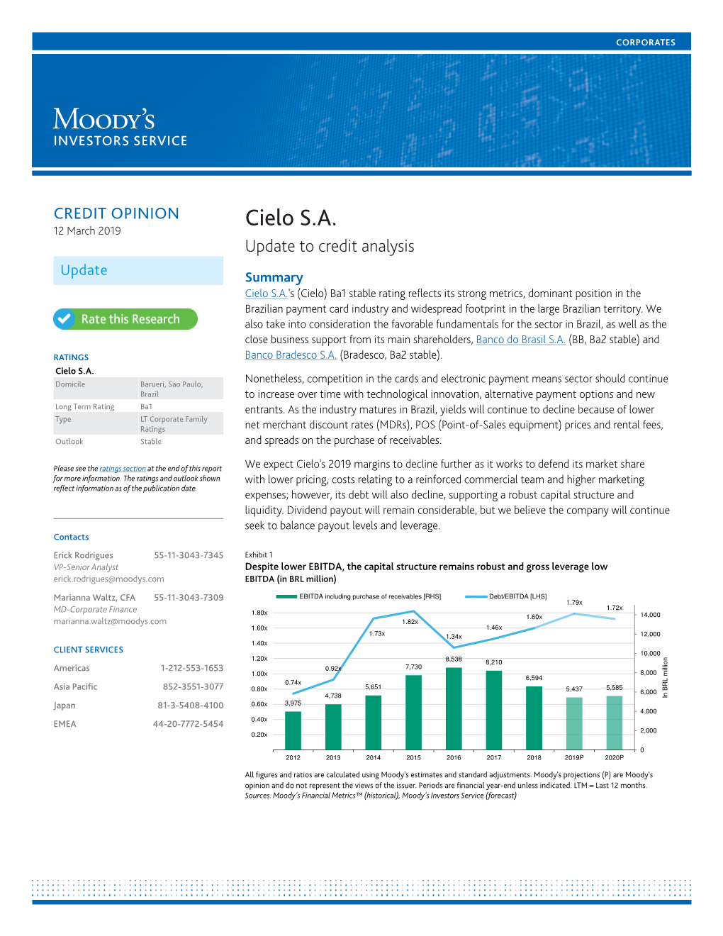 Cielo S.A. 12 March 2019 Update to Credit Analysis