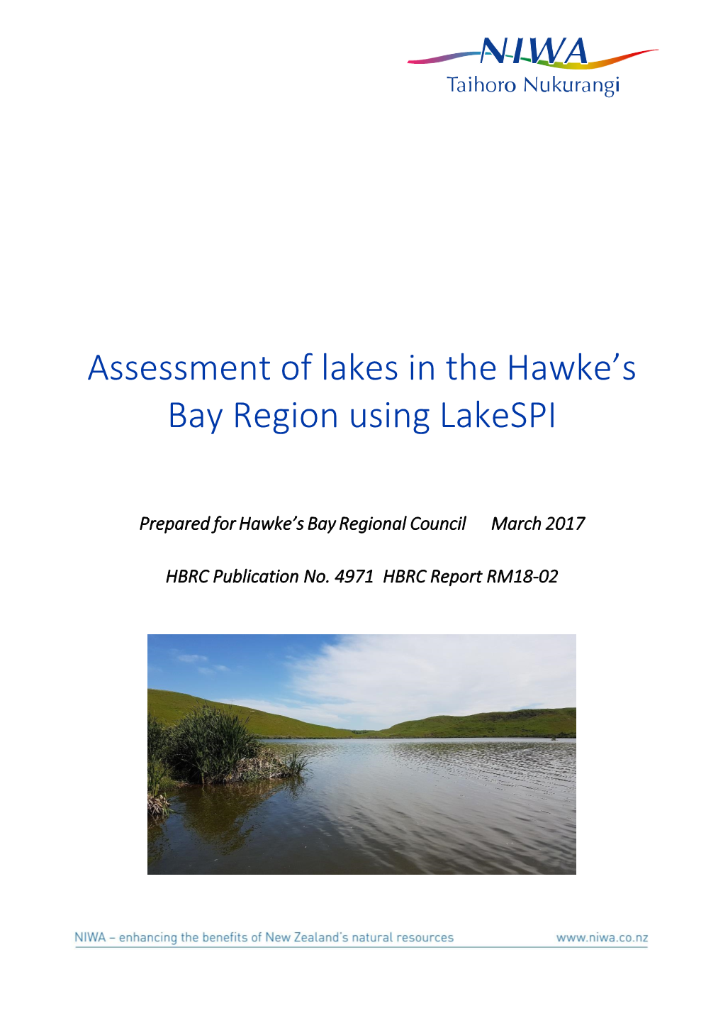 Assessment of Lakes in the Hawke's Bay Region Using Lakespi