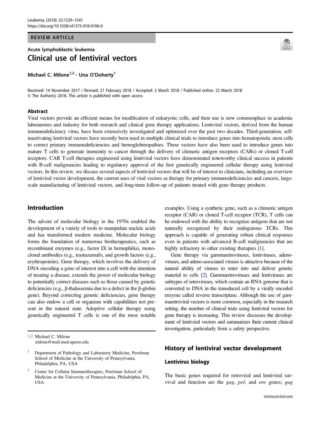 Clinical Use of Lentiviral Vectors