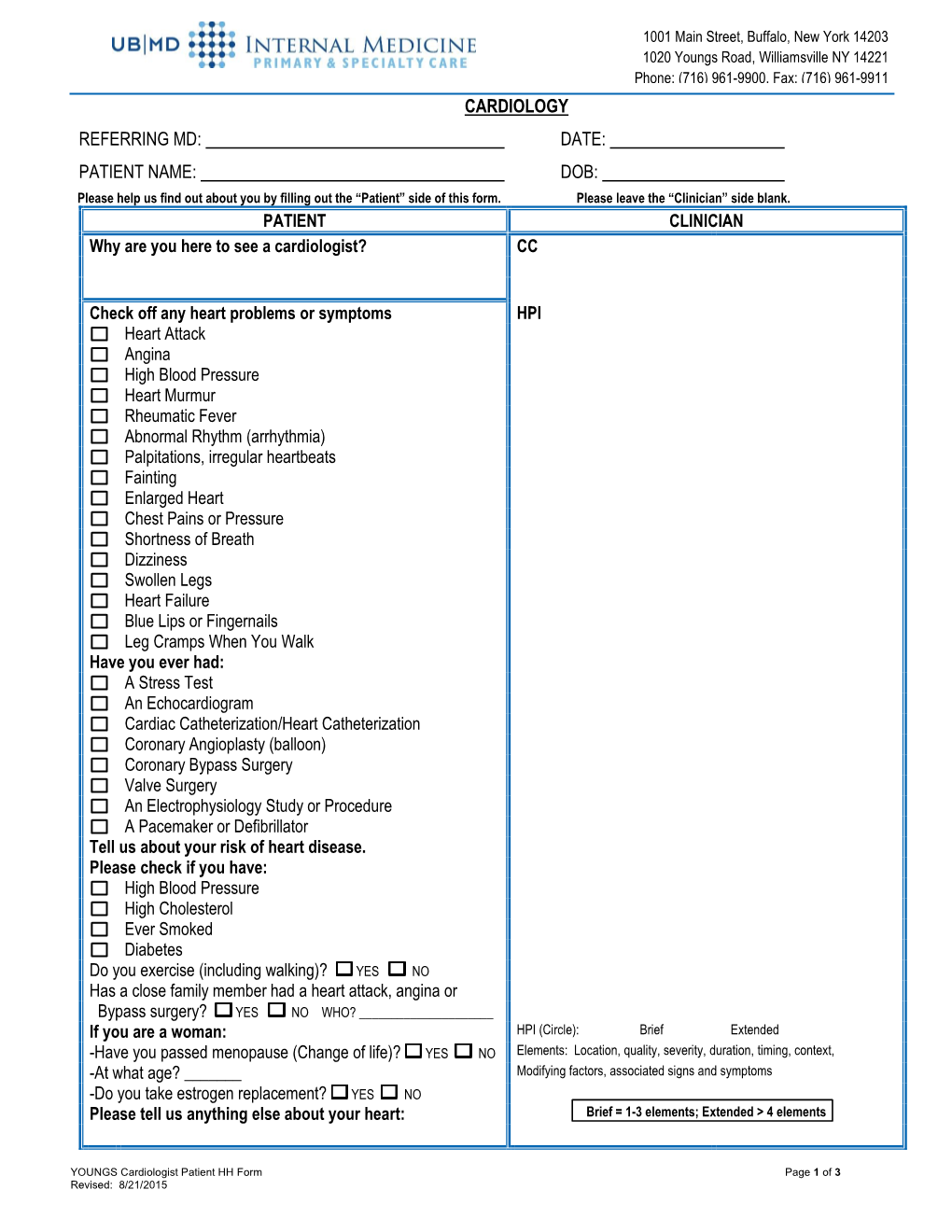 Cardiology Referring Md: Date: Patient Name: Dob