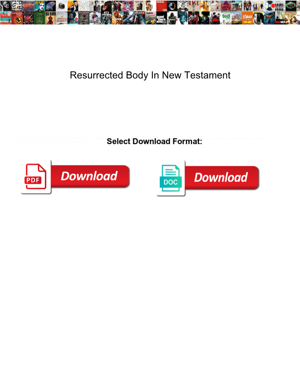 Resurrected Body in New Testament