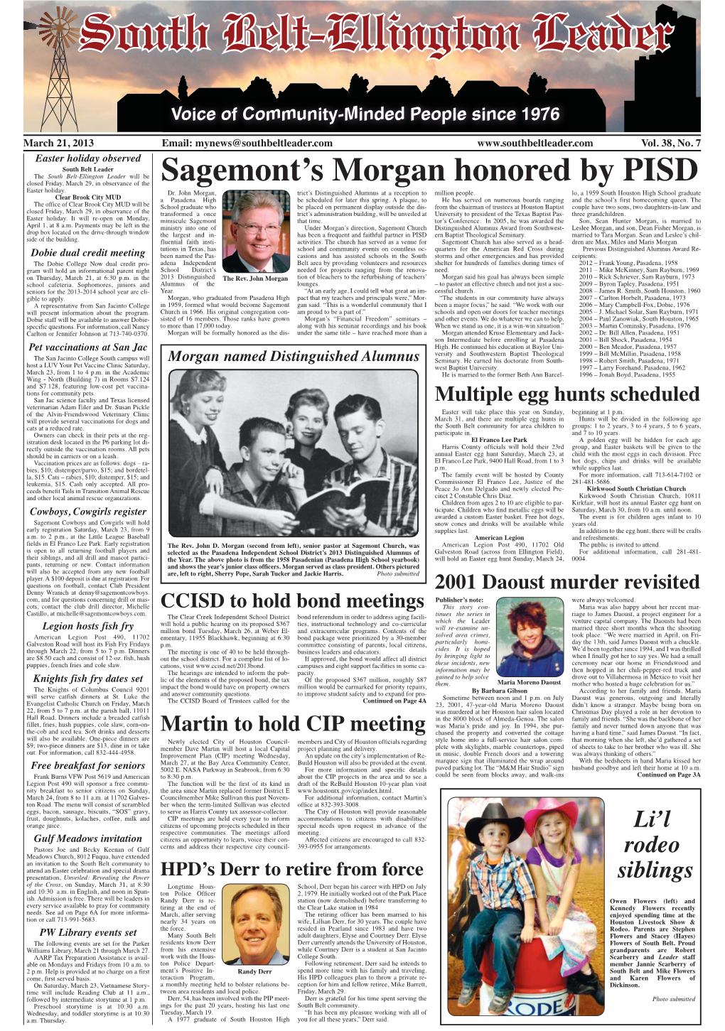 Sagemont's Morgan Honored by PISD