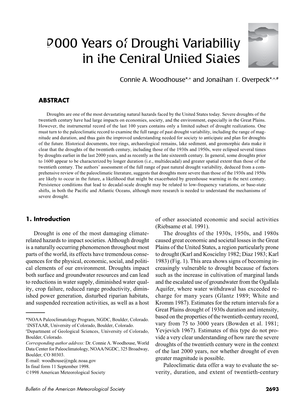 2000 Years of Drought Variability in the Central United States