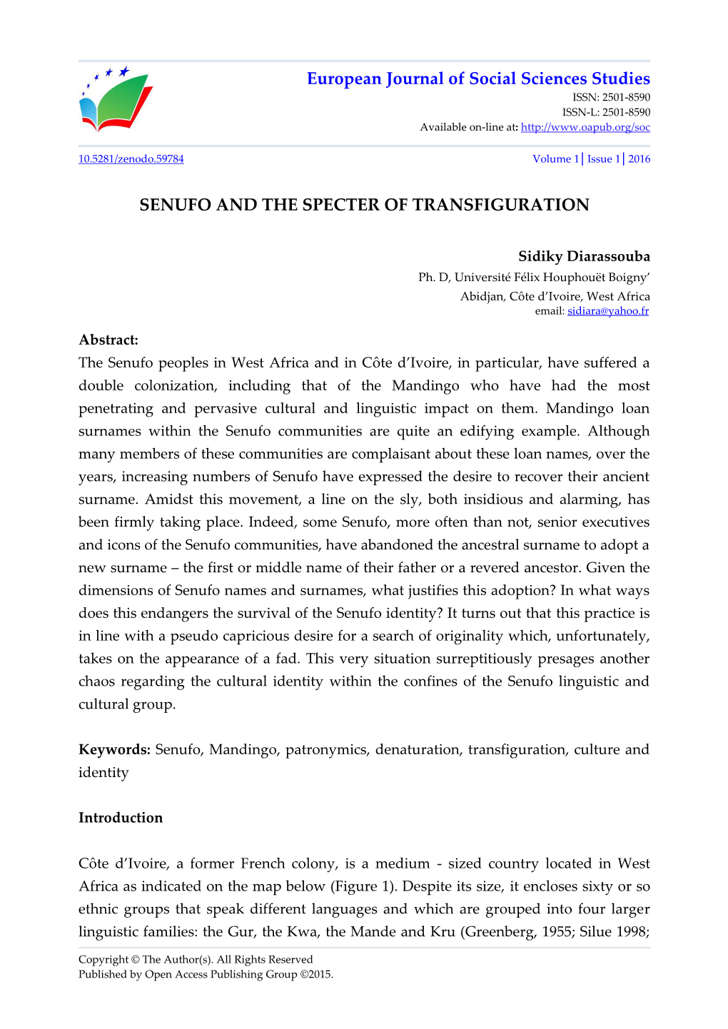 European Journal of Social Sciences Studies SENUFO and THE