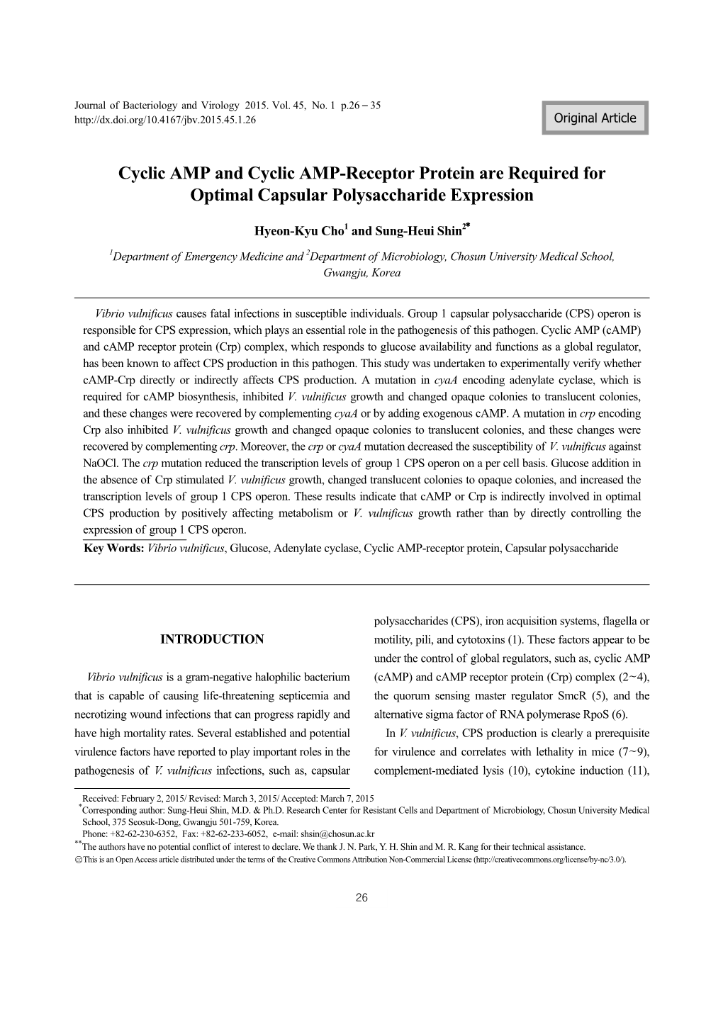 Cyclic AMP and Cyclic AMP-Receptor Protein Are Required for Optimal Capsular Polysaccharide Expression