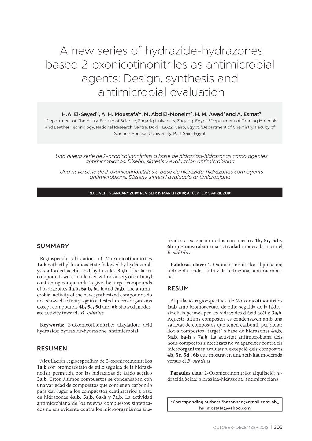 A New Series of Hydrazide-Hydrazones Based 2-Oxonicotinonitriles As Antimicrobial Agents: Design, Synthesis and Antimicrobial Evaluation