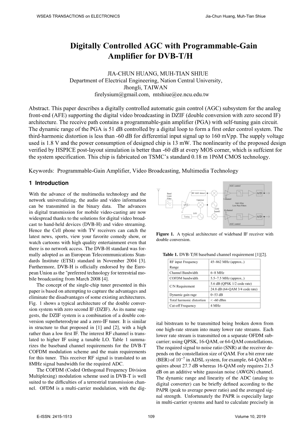 Digitally Controlled AGC with Programmable-Gain Amplifier for DVB-T/H