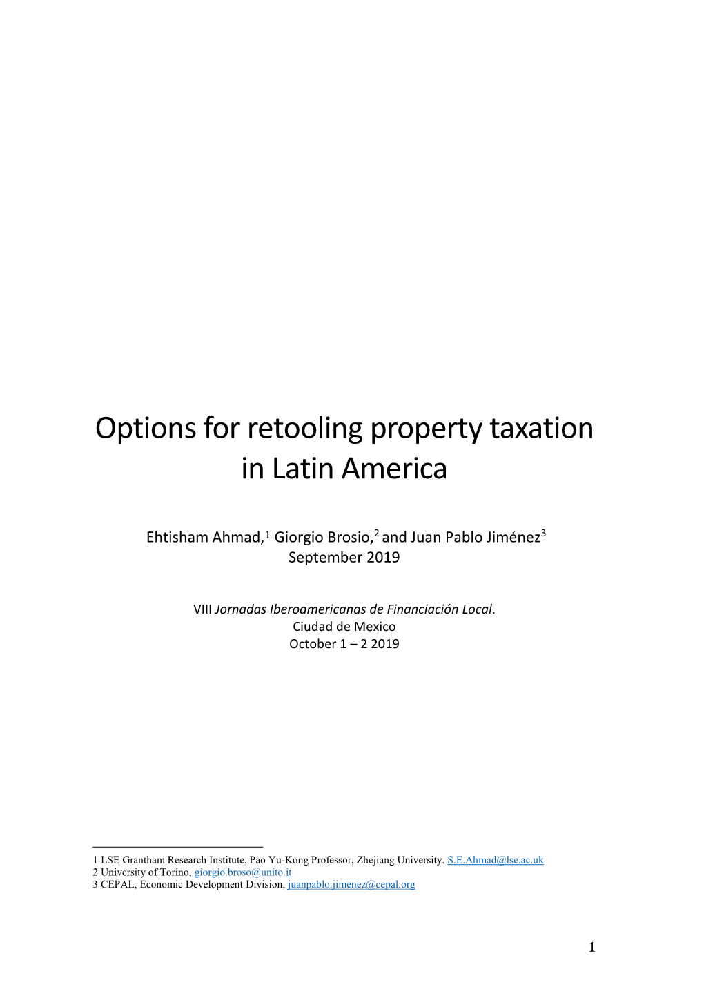 Options for Retooling Property Taxation in Latin America