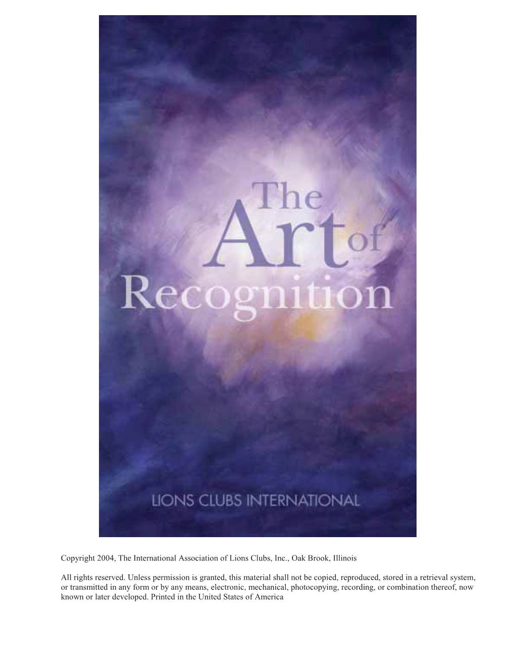 The Art of Recognition 1 Welcome