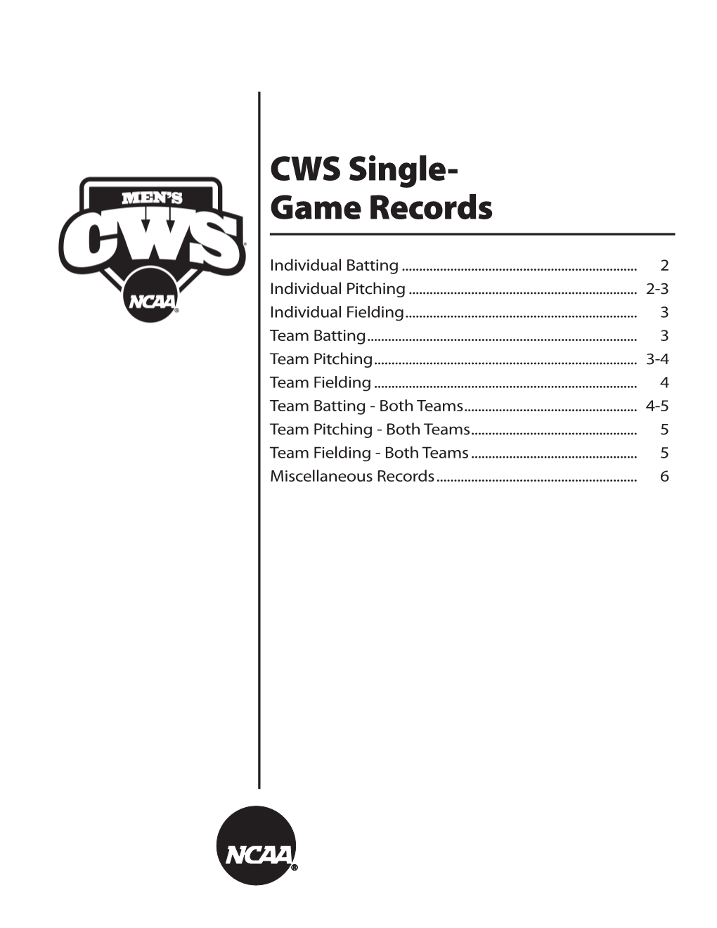 CWS Single- Game Records