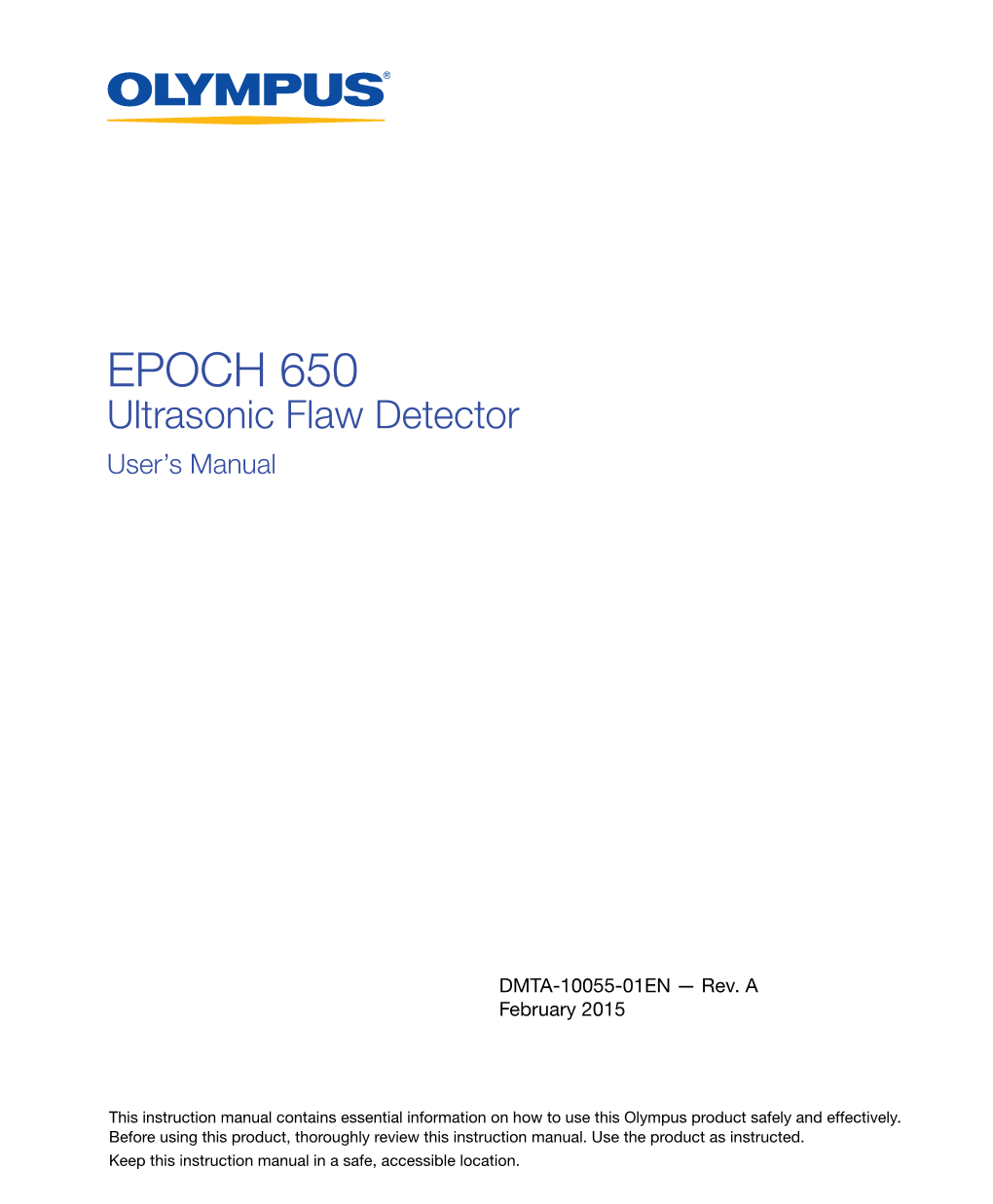 EPOCH 650 Ultrasonic Flaw Detector User’S Manual