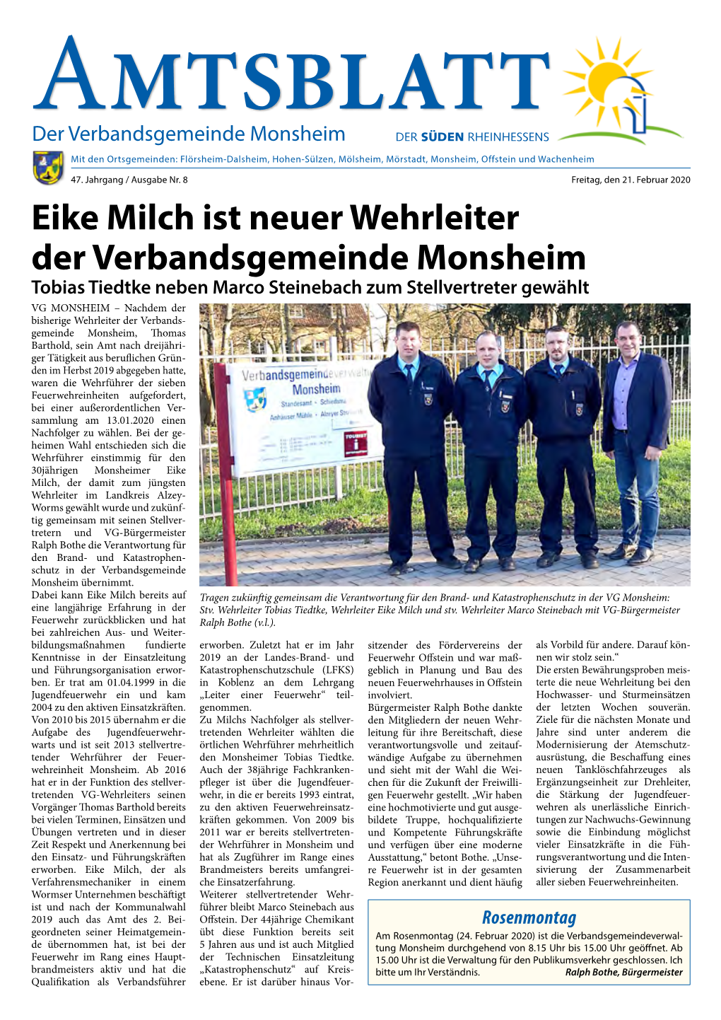 Eike Milch Ist Neuer Wehrleiter Der Verbandsgemeinde Monsheim