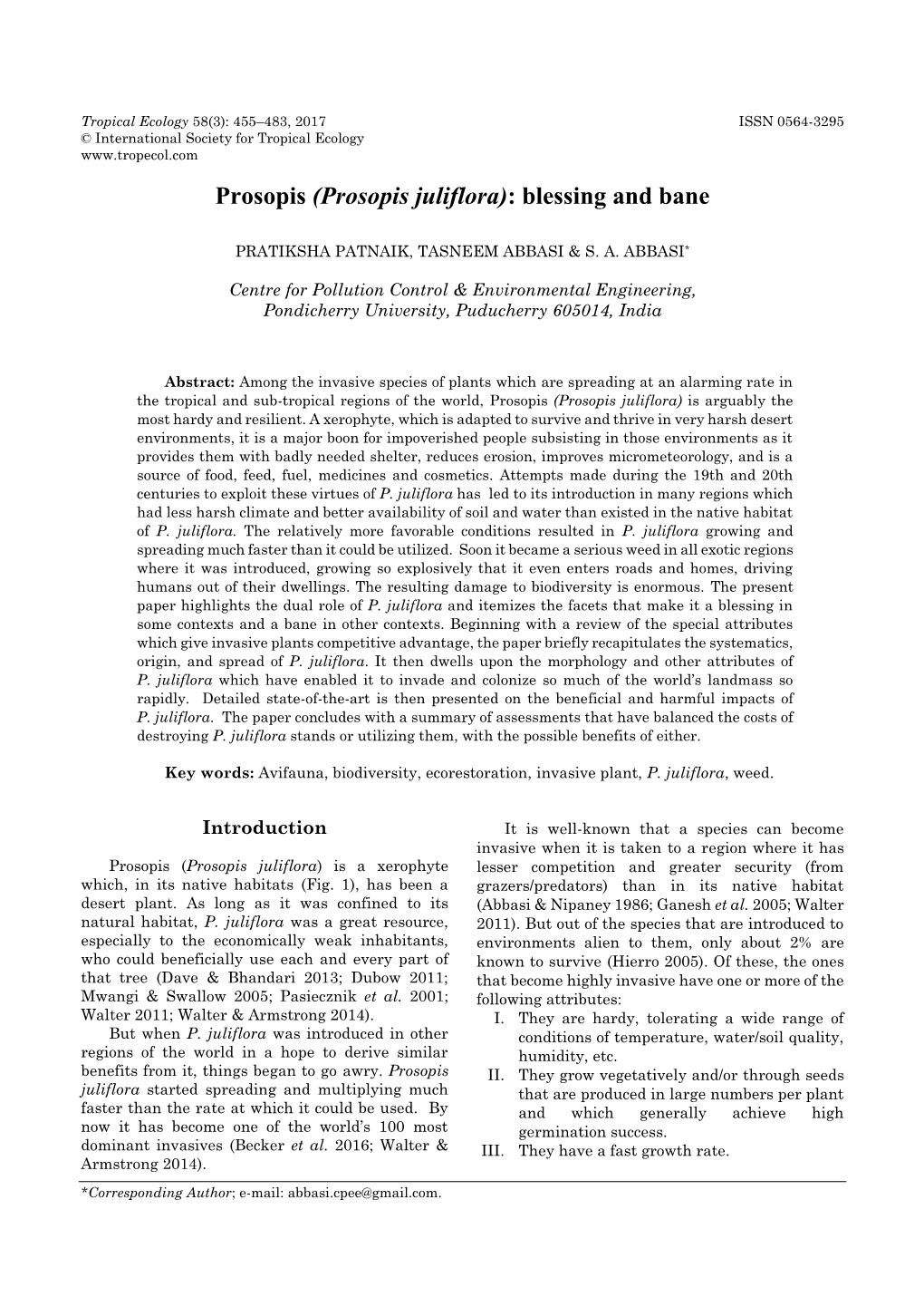 Prosopis Juliflora): Blessing and Bane