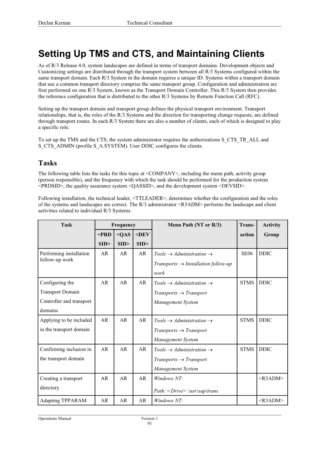 Operations Manual (Chapter 10): Setting Up TMS And CTS, And Maintaining Clients