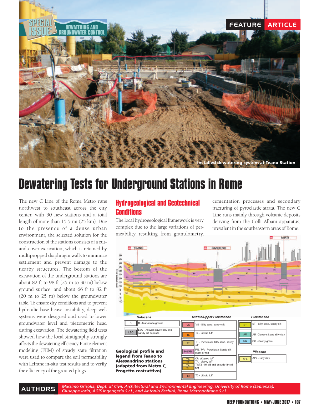 Dewatering Tests for Underground Stations in Rome