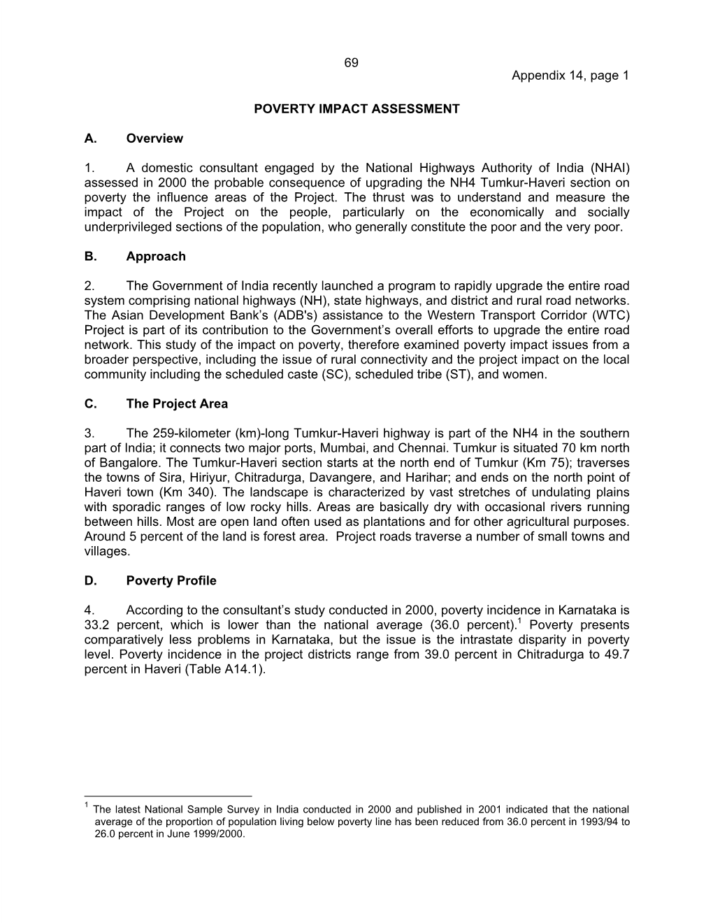 Appendix 14, Page 1 POVERTY IMPACT ASSESSMENT A