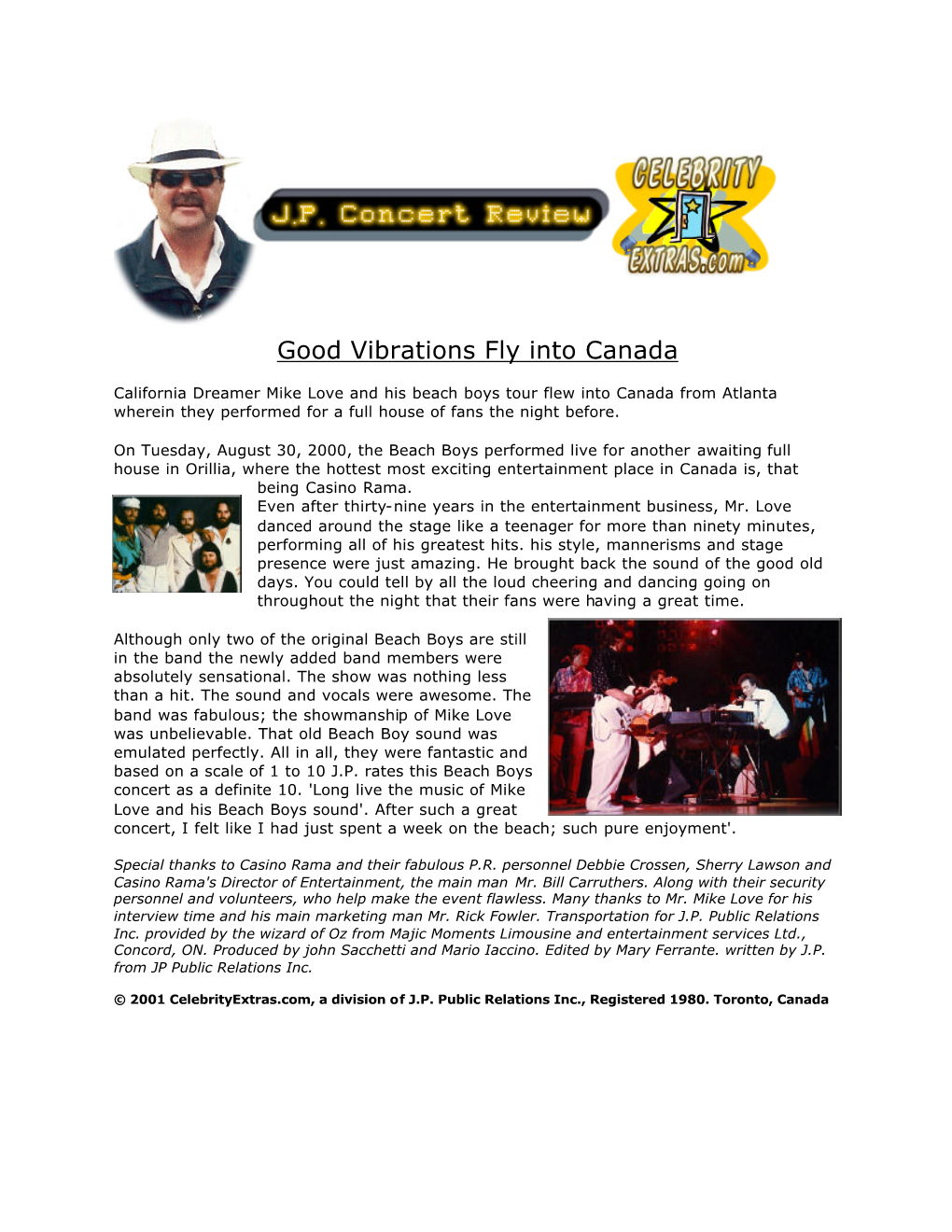 Good Vibrations Fly Into Canada