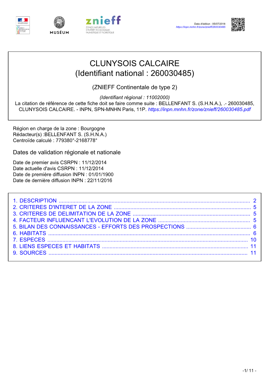 CLUNYSOIS CALCAIRE (Identifiant National : 260030485)