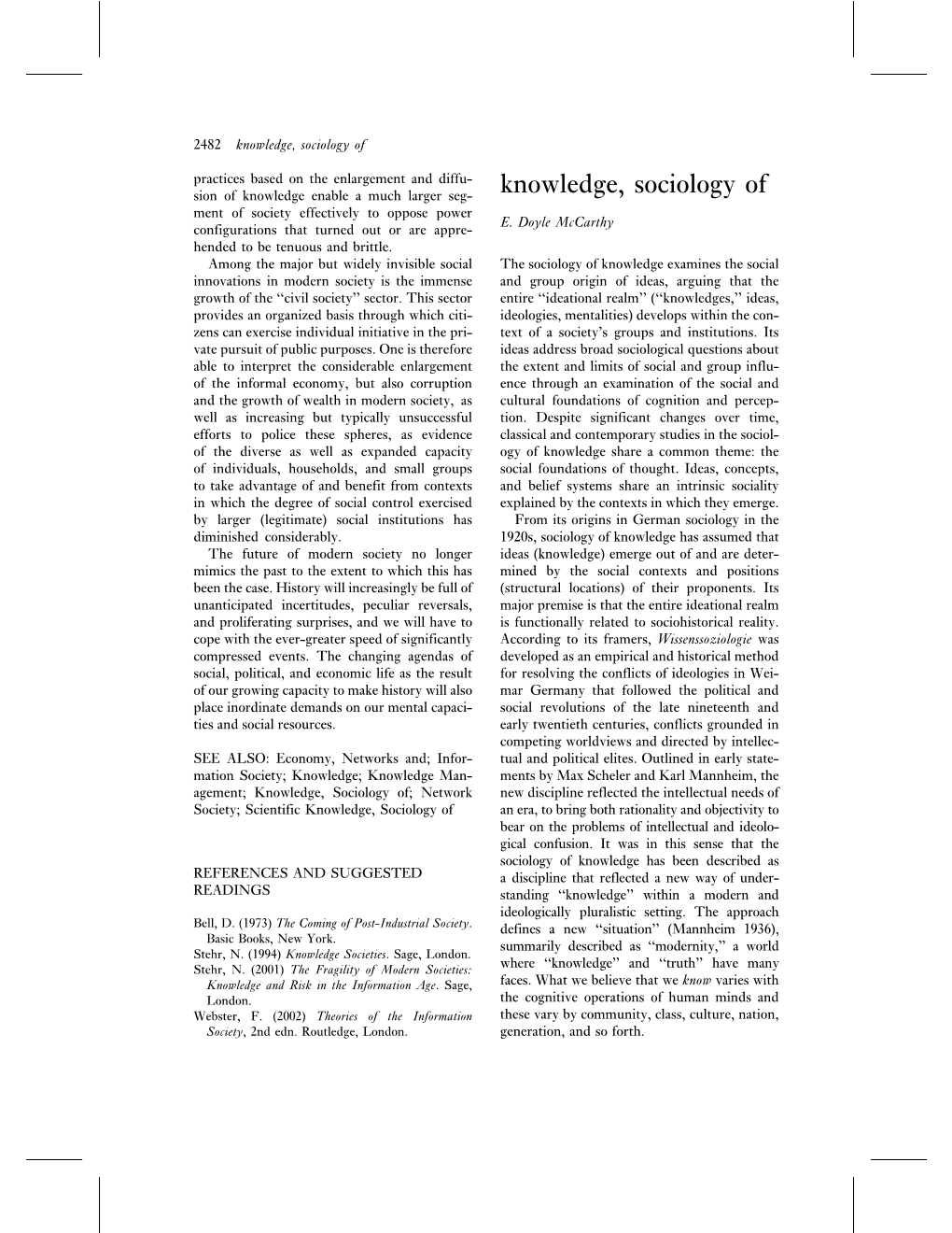 Knowledge, Sociology Of