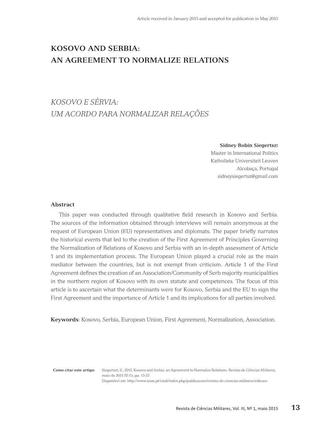 13 Kosovo and Serbia: an Agreement to Normalize