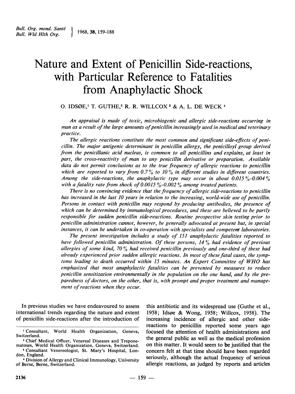 Nature and Extent of Penicillin Side-Reactions, with Particular Reference to Fatalities from Anaphylactic Shock
