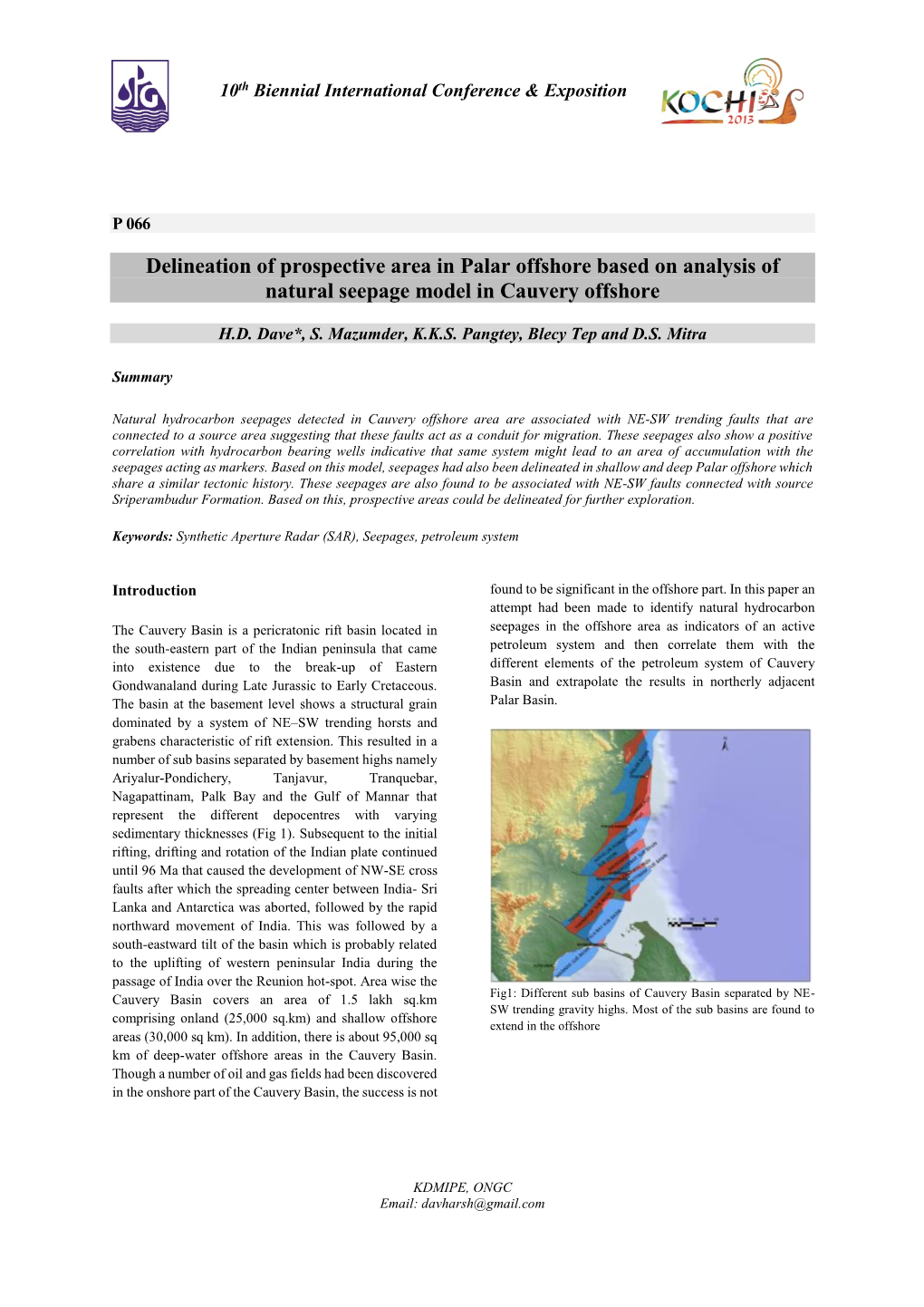 Delineation of Prospective Area in Palar Offshore Based on Analysis of Natural Seepage Model in Cauvery Offshore