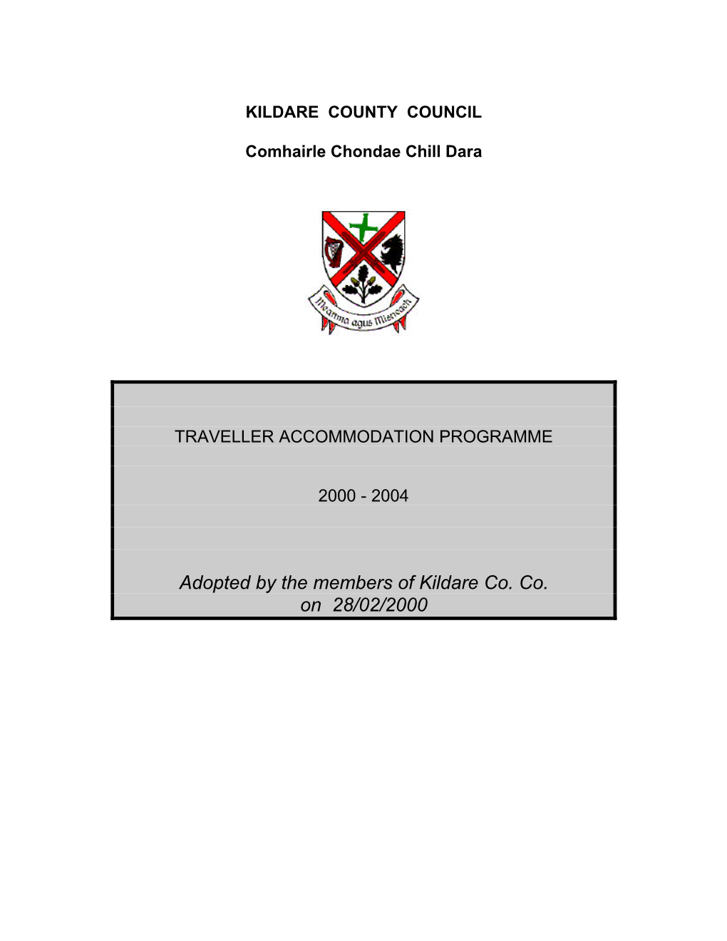 Traveller Accommodation Programme 2000-2004