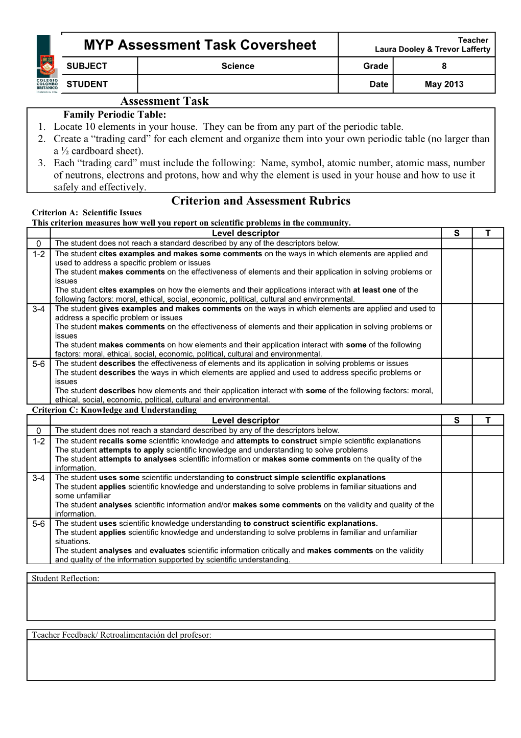 Criterion and Assessment Rubrics s1