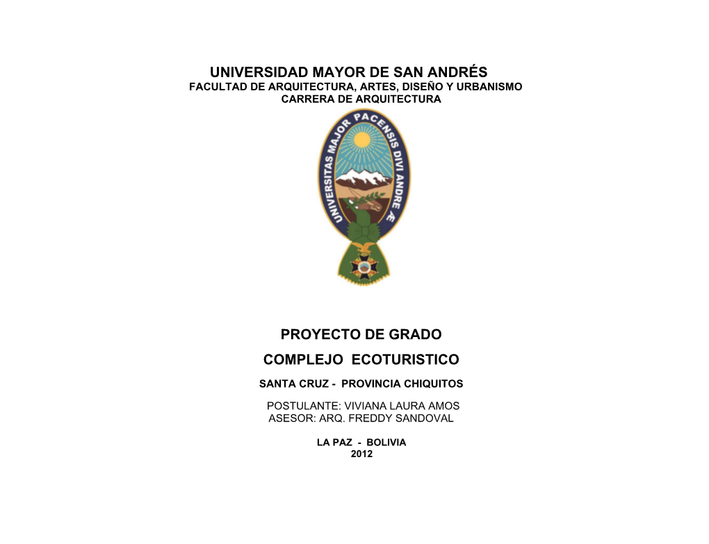 Proyecto De Grado Complejo Ecoturistico