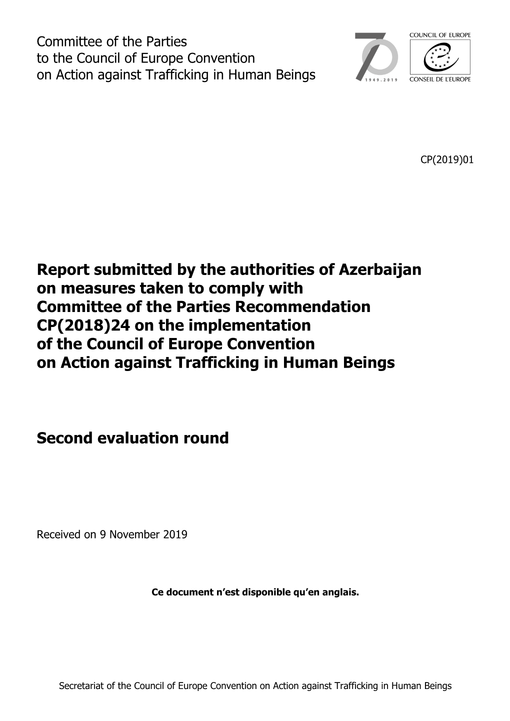 Report Submitted by the Authorities of Azerbaijan on Measures Taken To